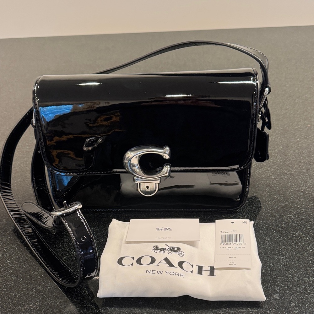 Coach Studio Black Patent Crossbody Bag